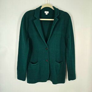 J. Crew Factory Green Knit Sweater Blazer Jacket Cotton Women's Size Medium